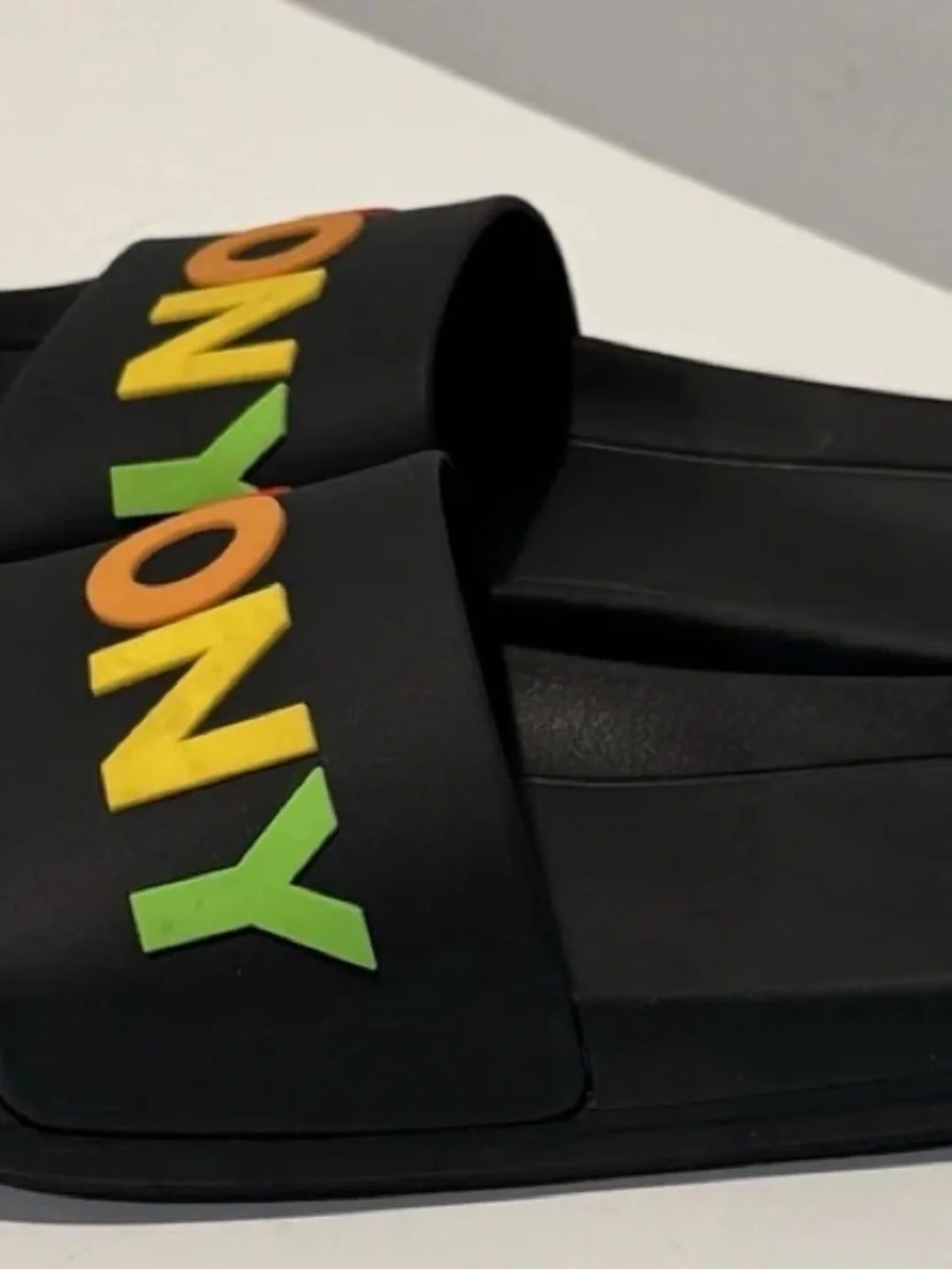 Pony Black Slides with Rainbow PONY Logo